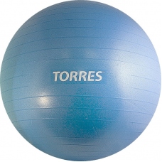 Мяч гимнастический Torres повышенной прочности, диаметр 75см, с насосом, цвет голубой