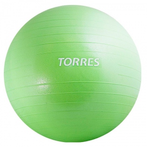Мяч гимнастический Torres повышенной прочности, диаметр 75см, с насосом, цвет зеленый