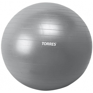 Мяч гимнастический Torres повышенной прочности 75см, с насосом, серый