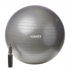 Мяч гимнастический Torres повышенной прочности, диаметр 85см, с насосом, цвет серый
