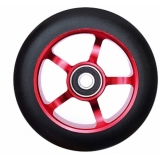 Колесо для трюкового самоката, диаметр 110мм, обод алюминиевый анодированный с подшипниками ABEC-9, цвет красный
