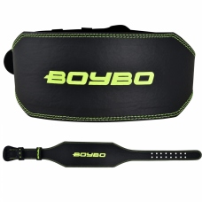 Пояс тяжелоатлетический BoyBo Premium, натуральная кожа, цвет черный-зелёный (S)