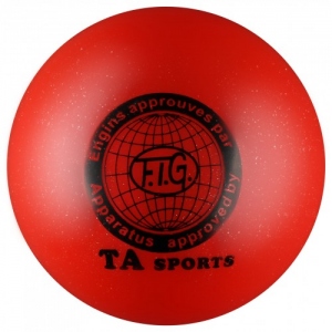 Мяч для художественной гимнастики d15см 300гр красный с блестками