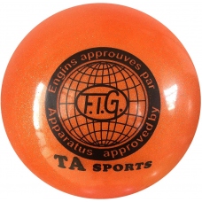 Мяч для художественной гимнастики d15см 300гр оранжевый с блестками