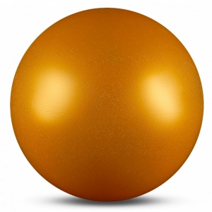 Мяч для художественной гимнастики INDIGO, диаметр 15см, вес 300гр, цвет металлик золотой с блестками
