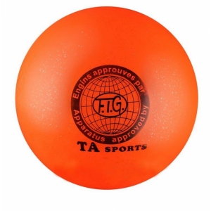 Мяч для художественной гимнастики TA sport d19см цв.оранжевый с блестками