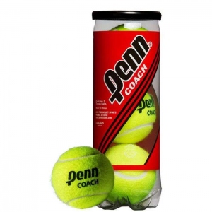 Мяч для тенниса Penn Coach 3B, в упаковке 3 штуки, сукно, натуральная резина, цвет желтый