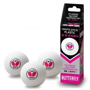 Мячи настольный теннис  Butterfly 3* цв.белый 3шт/упак бесшовные класс Люкс