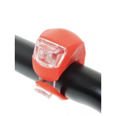 Фонарь на руль велосипеда скутера на шлем LED в силиконовом корпусе питание от батареек, цвет красный